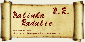 Malinka Radulić vizit kartica